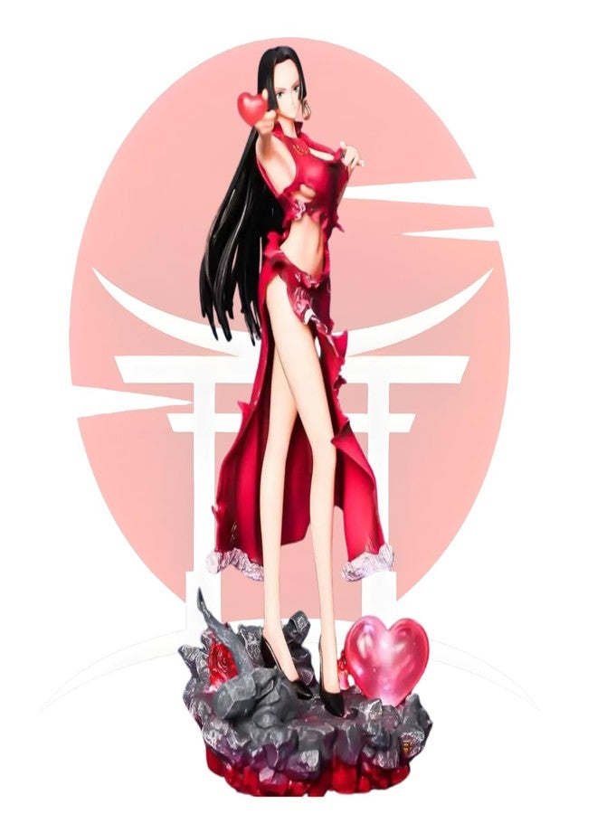 Realmkart Boa Hancock Action Figure 30Cm With Lights Collectible One Piece Anime Action Figure Replica With Heart Base,for One Piece Anime Fans Snake Princess Boa Hancock PVC & Resin,Pinkish Red - Image 2